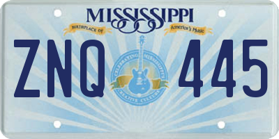 MS license plate ZNQ445