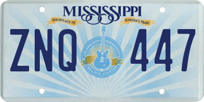 MS license plate ZNQ447
