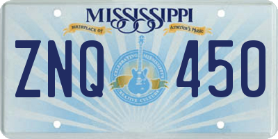 MS license plate ZNQ450