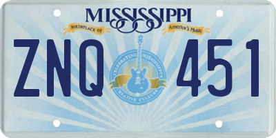 MS license plate ZNQ451