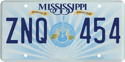 MS license plate ZNQ454