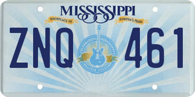 MS license plate ZNQ461