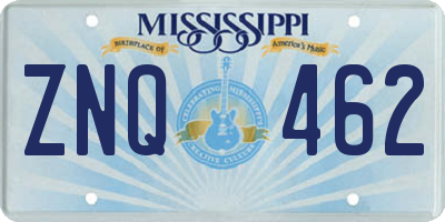 MS license plate ZNQ462