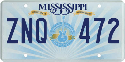 MS license plate ZNQ472