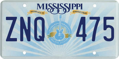 MS license plate ZNQ475