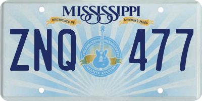 MS license plate ZNQ477