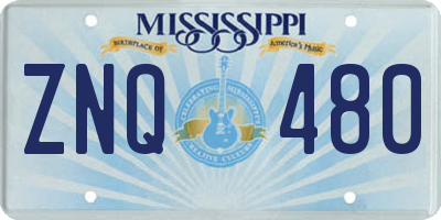 MS license plate ZNQ480