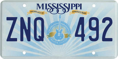 MS license plate ZNQ492
