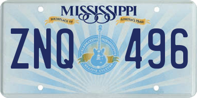 MS license plate ZNQ496