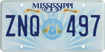 MS license plate ZNQ497