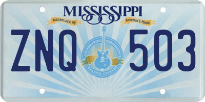 MS license plate ZNQ503