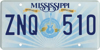 MS license plate ZNQ510