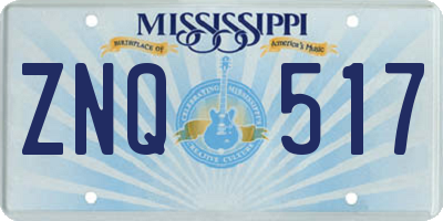 MS license plate ZNQ517