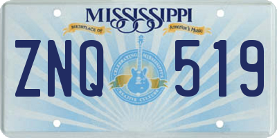 MS license plate ZNQ519
