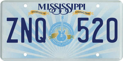 MS license plate ZNQ520