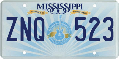 MS license plate ZNQ523