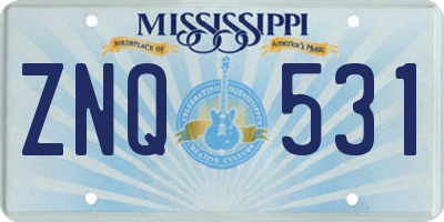 MS license plate ZNQ531