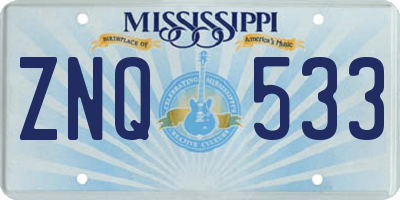 MS license plate ZNQ533