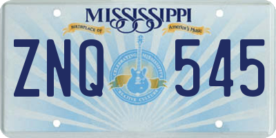 MS license plate ZNQ545
