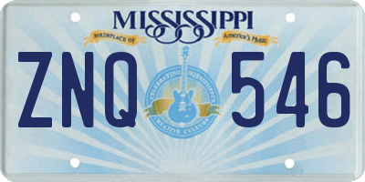 MS license plate ZNQ546