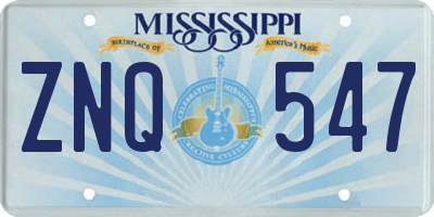 MS license plate ZNQ547