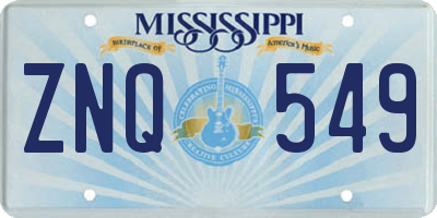 MS license plate ZNQ549
