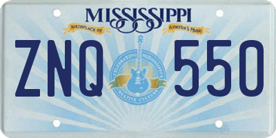 MS license plate ZNQ550