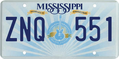 MS license plate ZNQ551