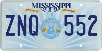 MS license plate ZNQ552