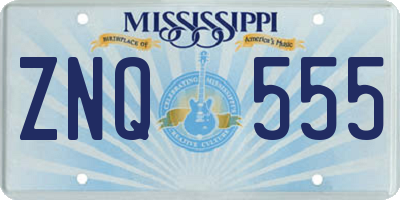 MS license plate ZNQ555