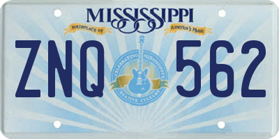 MS license plate ZNQ562