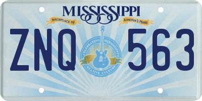 MS license plate ZNQ563