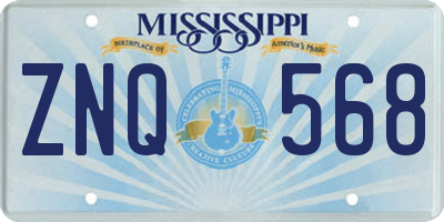 MS license plate ZNQ568