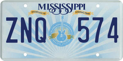 MS license plate ZNQ574