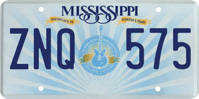 MS license plate ZNQ575