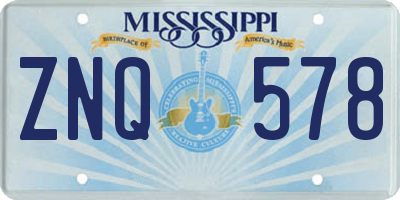 MS license plate ZNQ578