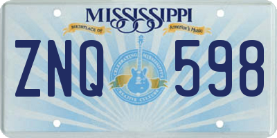 MS license plate ZNQ598