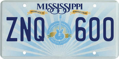 MS license plate ZNQ600