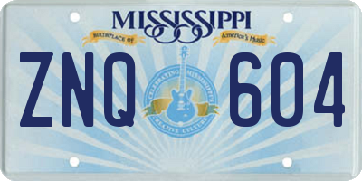 MS license plate ZNQ604