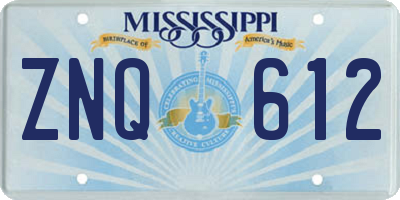 MS license plate ZNQ612