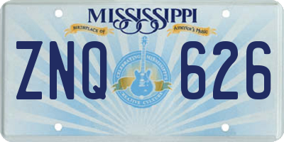 MS license plate ZNQ626