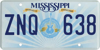 MS license plate ZNQ638