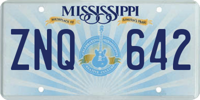 MS license plate ZNQ642