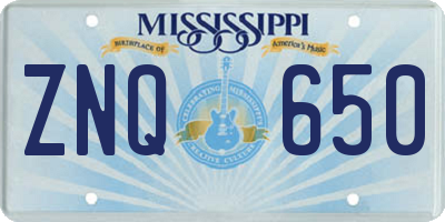 MS license plate ZNQ650