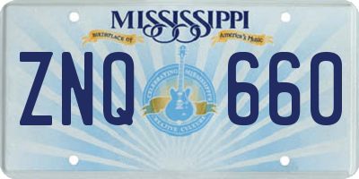 MS license plate ZNQ660