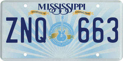 MS license plate ZNQ663