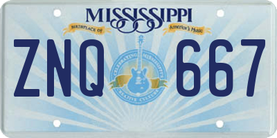 MS license plate ZNQ667