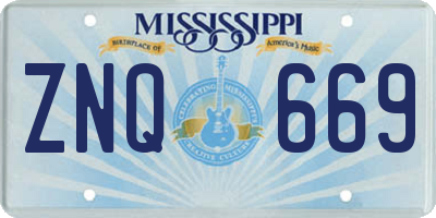 MS license plate ZNQ669