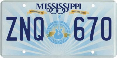 MS license plate ZNQ670