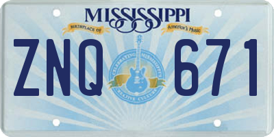 MS license plate ZNQ671
